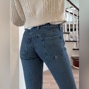 Levi's 501S Skinny 24W x 28L High Rise Light Wash Blue Denim Button Fly